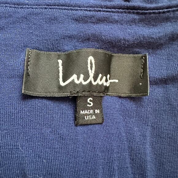 Lulu's Watch the Sunset navy blue sleeveless v-neck midi side slit dress size S - Picture 6 of 7